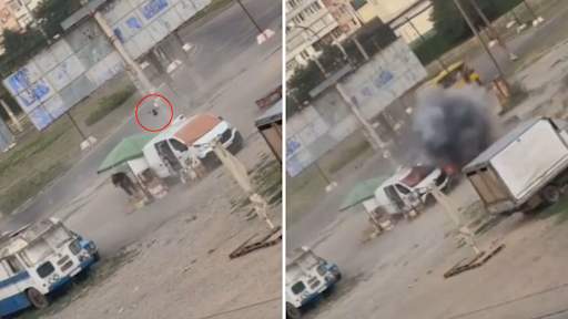 Video shows Russian drone chasing and attacking street vendor in Ukraine