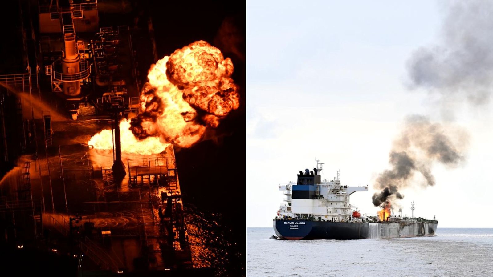 Oil tanker crew safe after spending 20 hours fighting fire caused by Houthi strike Oil tanker crew safe after spending 20 hours fighting fire caused by Houthi strike