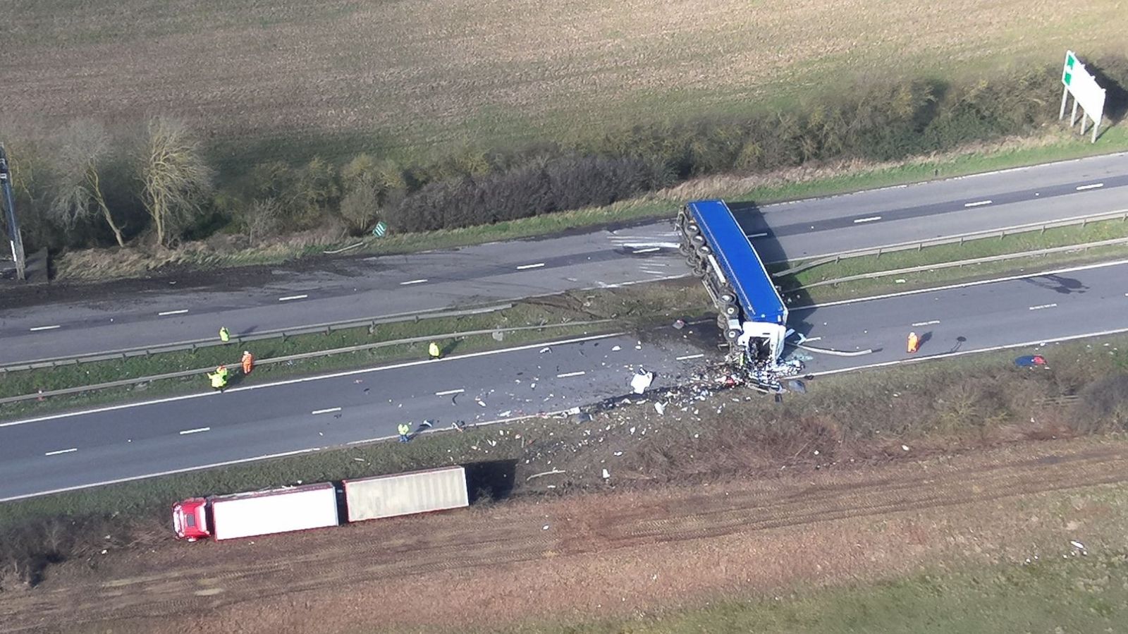 A1 fully reopens at Colsterworth in Lincolnshire almost 24 hours