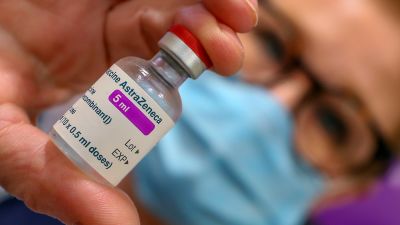NHS staff prepare to administer a Oxford/AstraZeneca Covid-19 vaccine