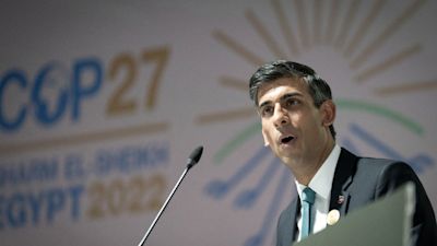 Rishi Sunak speaking at the COP27 summit in Egypt.