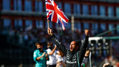 Lewis Hamilton celebrates winning the 2021 British Grand Prix at Silverstone.
Credit: PA