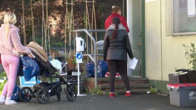 06/08/21 - Foodbank queue - ITV