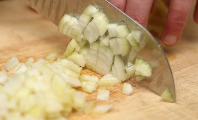 Chopping an onion