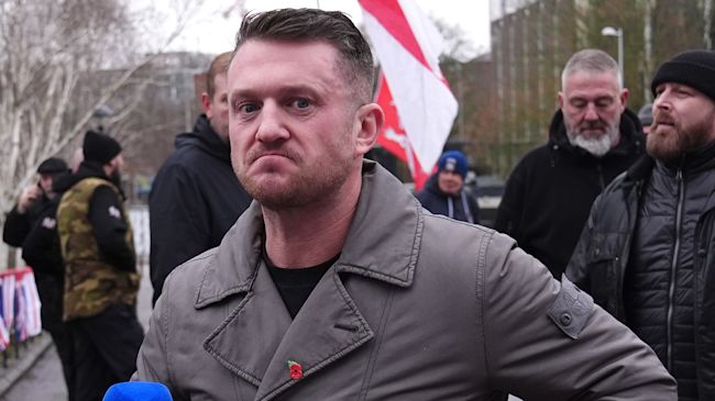 Tommy Robinson in a crowd