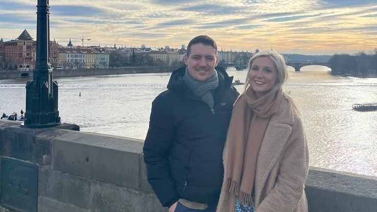 Tom and Rachael Leese are on their honeymoon in Prague