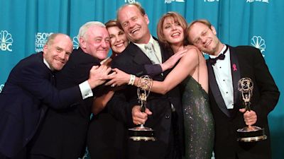 250221 Cast members of "Frasier," winner of the Emmy for Outstanding Comedy Series in 1998