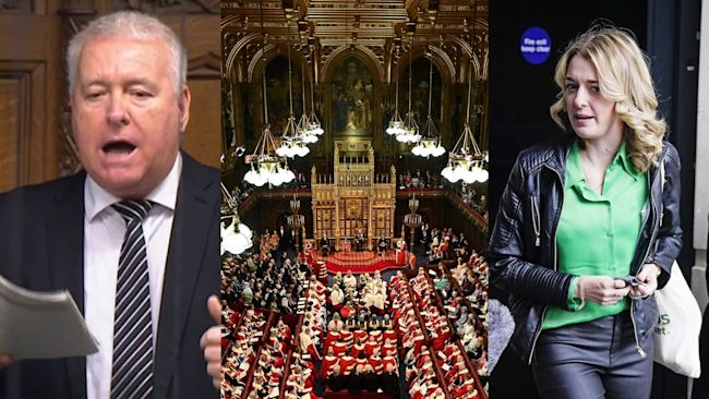 North East MPs Ian Lavery and Dehenna Davison, and the House of Lords during the recent Queen's Speech. Credit: PA