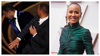 Will Smith slapping Chris Rock, and Jada Pinkett-Smith, right.
Credit: AP/PA