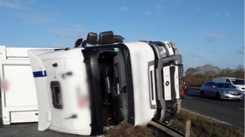 Delays On M62 After Lorry Crashes Through Central Reservation Near Exit ...