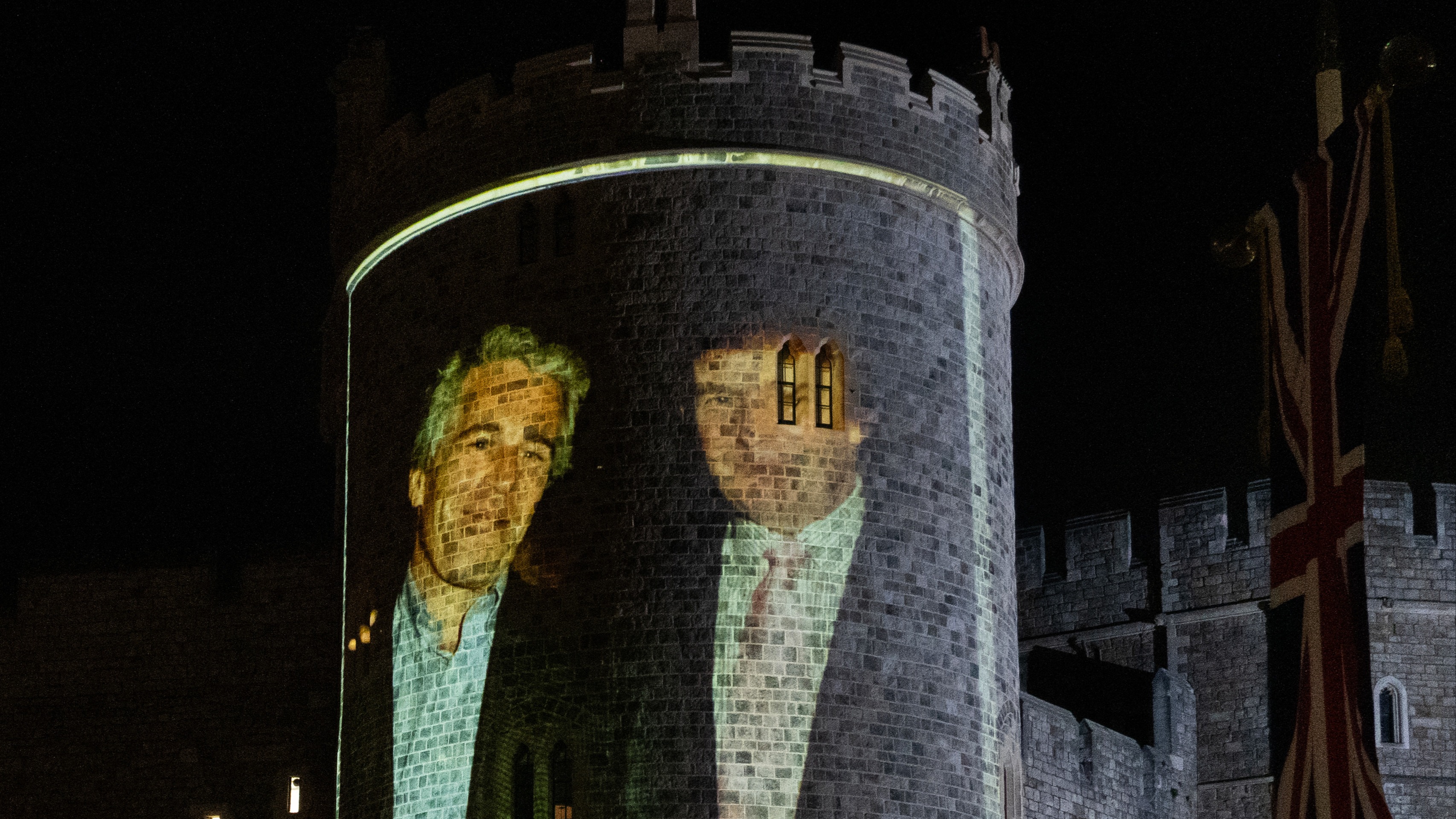 Four men bailed over projection of Trump and Epstein images onto