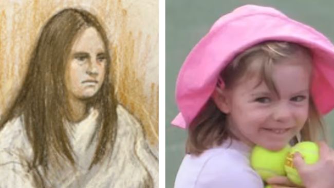 Court artist sketch of Julia Wandelt (l), Madeleine McCann (r)