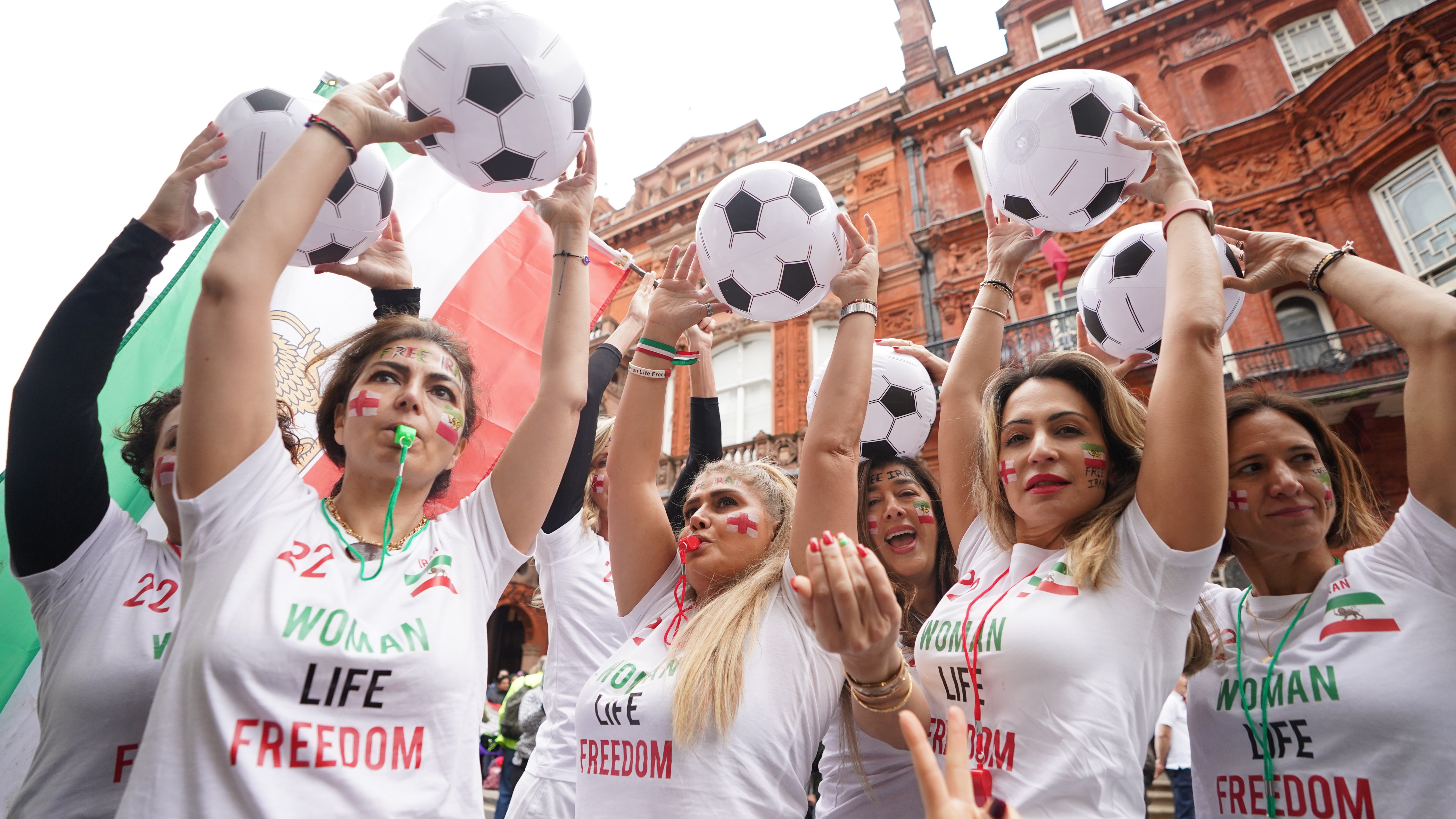 Women protest human rights abuses ahead of Iran's England World Cup