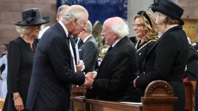 PA Images. Compressed for web. 
Michael D. Higgins President of Ireland 
Charles III King of United Kingdom 
St Anne's Cathedral Belfast Northern Ireland