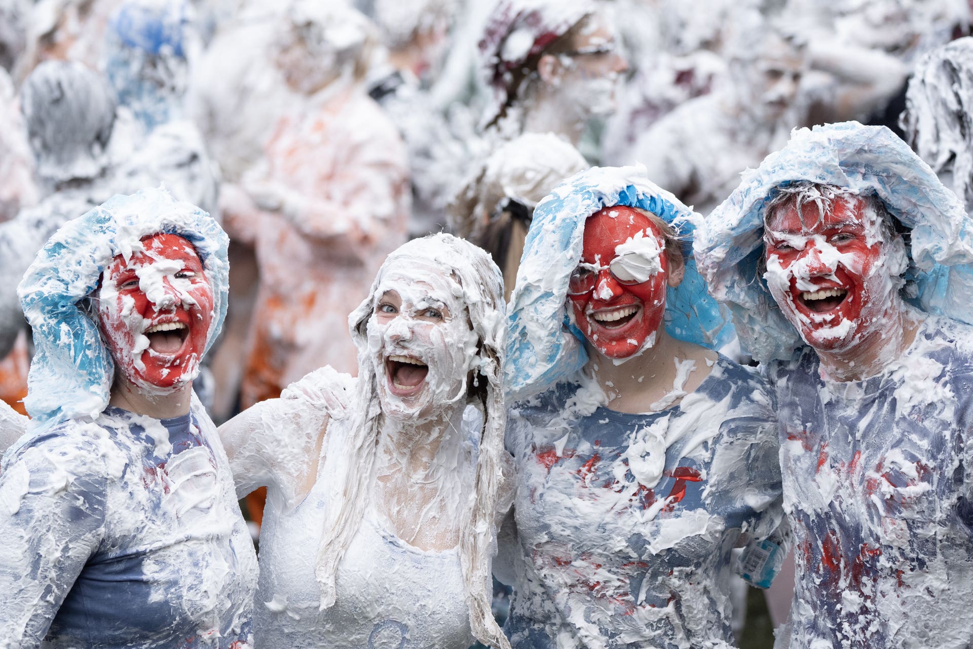 St Andrews students have fun in traditional Raisin Monday shaving foam ...
