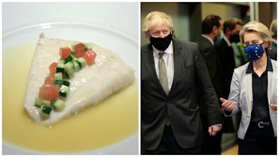Fish and Boris Johnson and Ursula von der Leyen