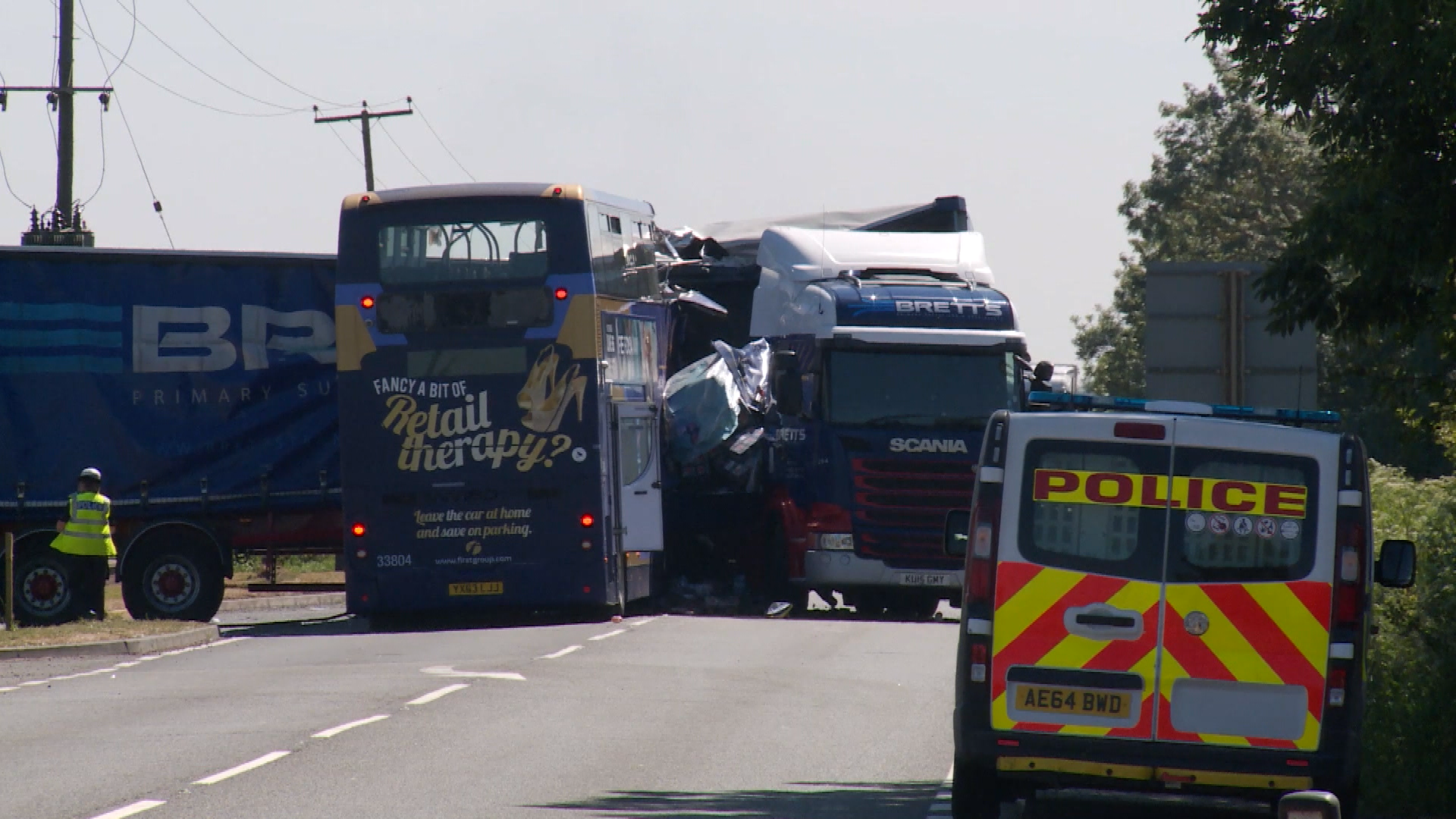 The uninjured lorry driver tried to help pull passengers from the damaged bus.