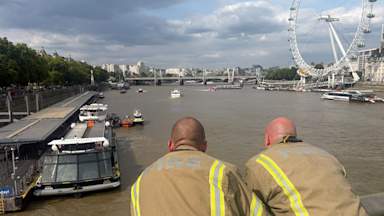 Five officers injured after police boat on Thames strikes Westminster Bridge