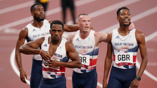 File photo dated 06-08-2021 of Great Britain's CJ Ujah with men's 4x100m relay team mates. Issue date: Thursday August 12, 2021.