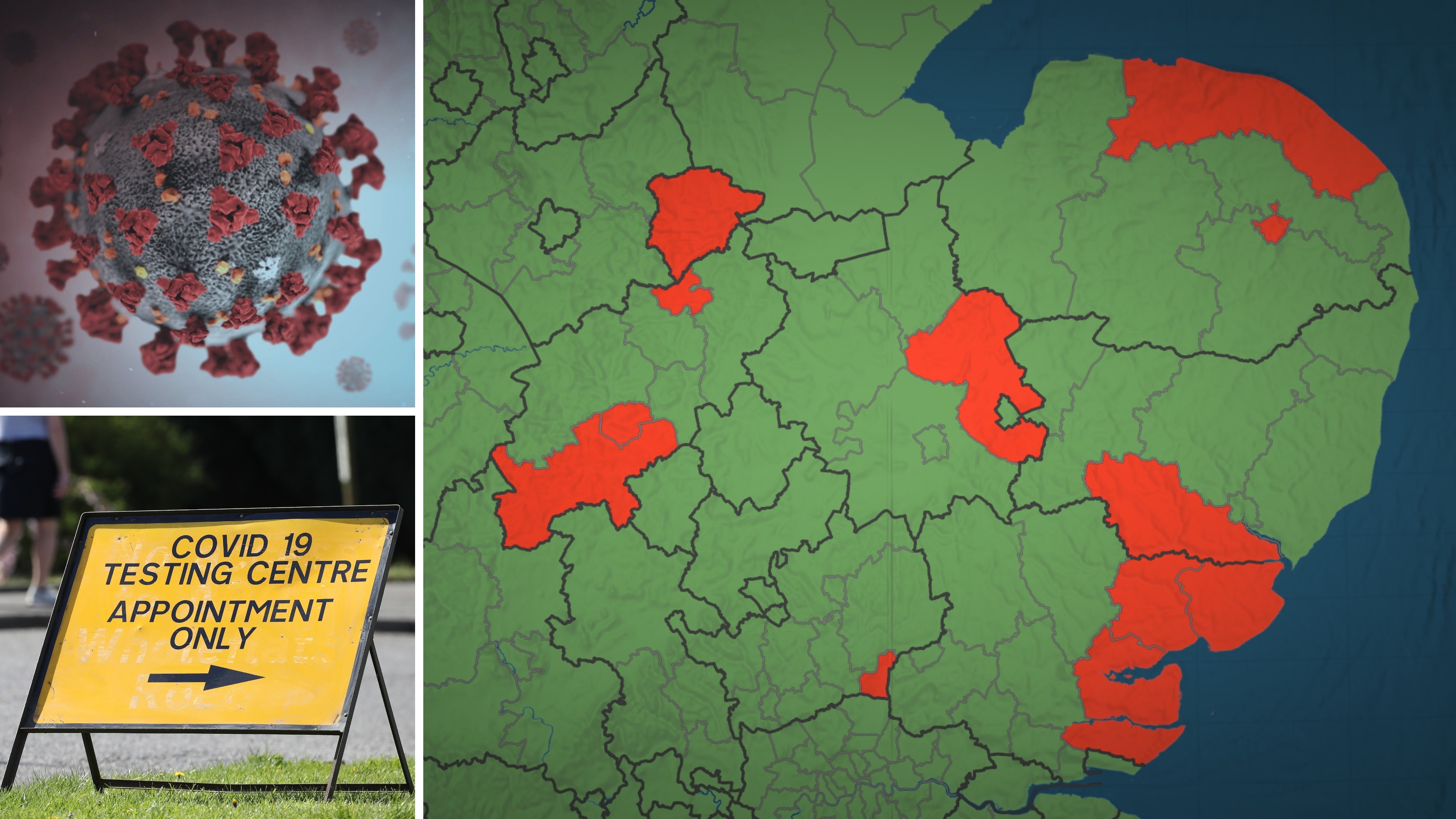 Coronavirus cases in the Anglia region - the infection ...