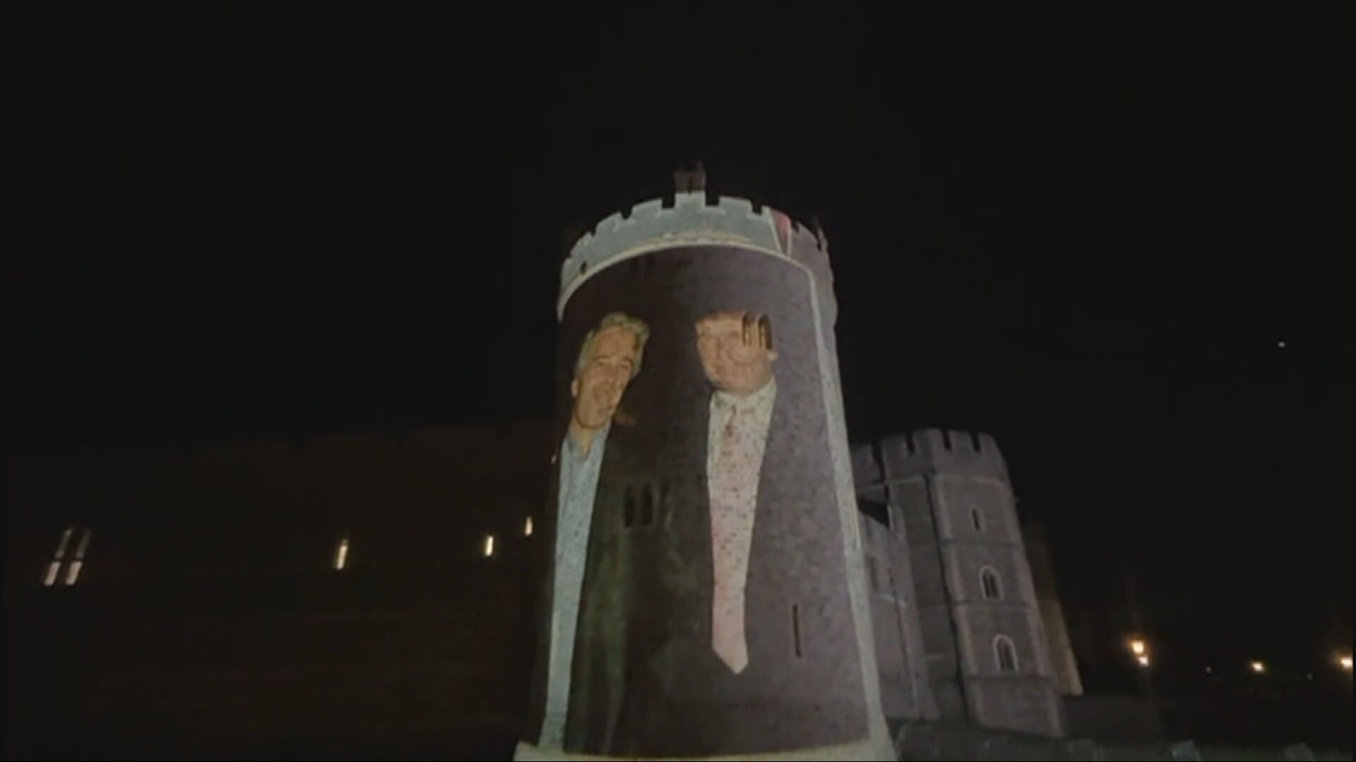 Pictures of Trump and Epstein projected on Windsor Castle ahead of visit