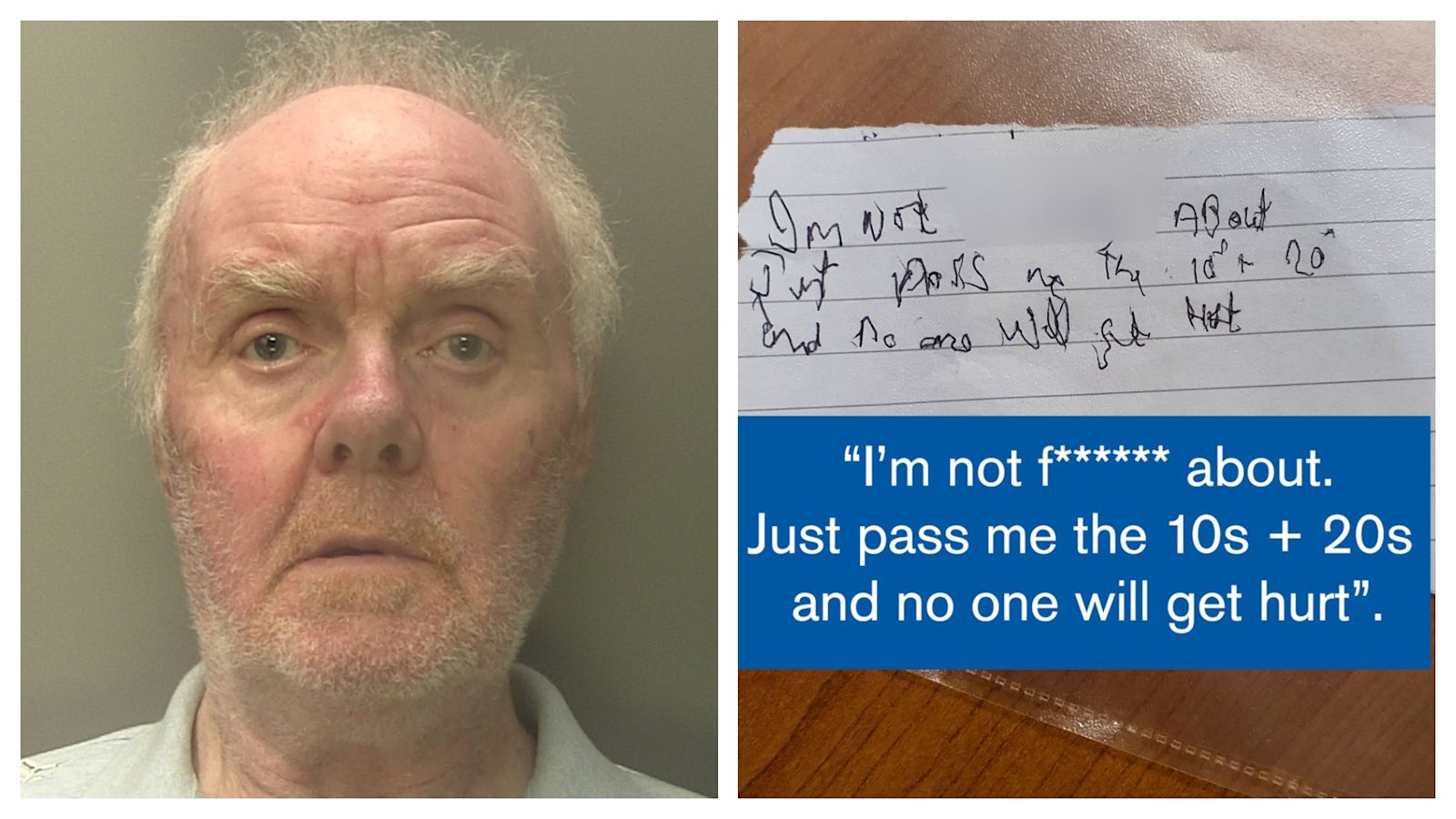 Badly written hand note used by 'would be' bank robber in Sussex who ...