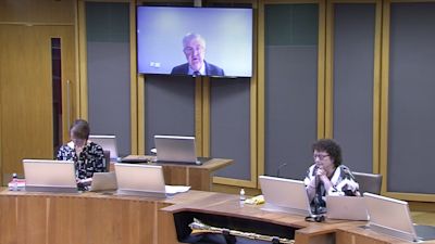 First Minister Mark Drakeford taking Senedd questions remotely