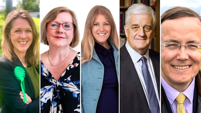 Anna Collar, Green Party; Lorna Fielker, Labour; Donna Jones, Conservative; Chris Parry, Reform UK; Martin Tod, Liberal Democrat
ALL PHOTOS CREDITED TO RELVANT PARTIES - SUPPLIED