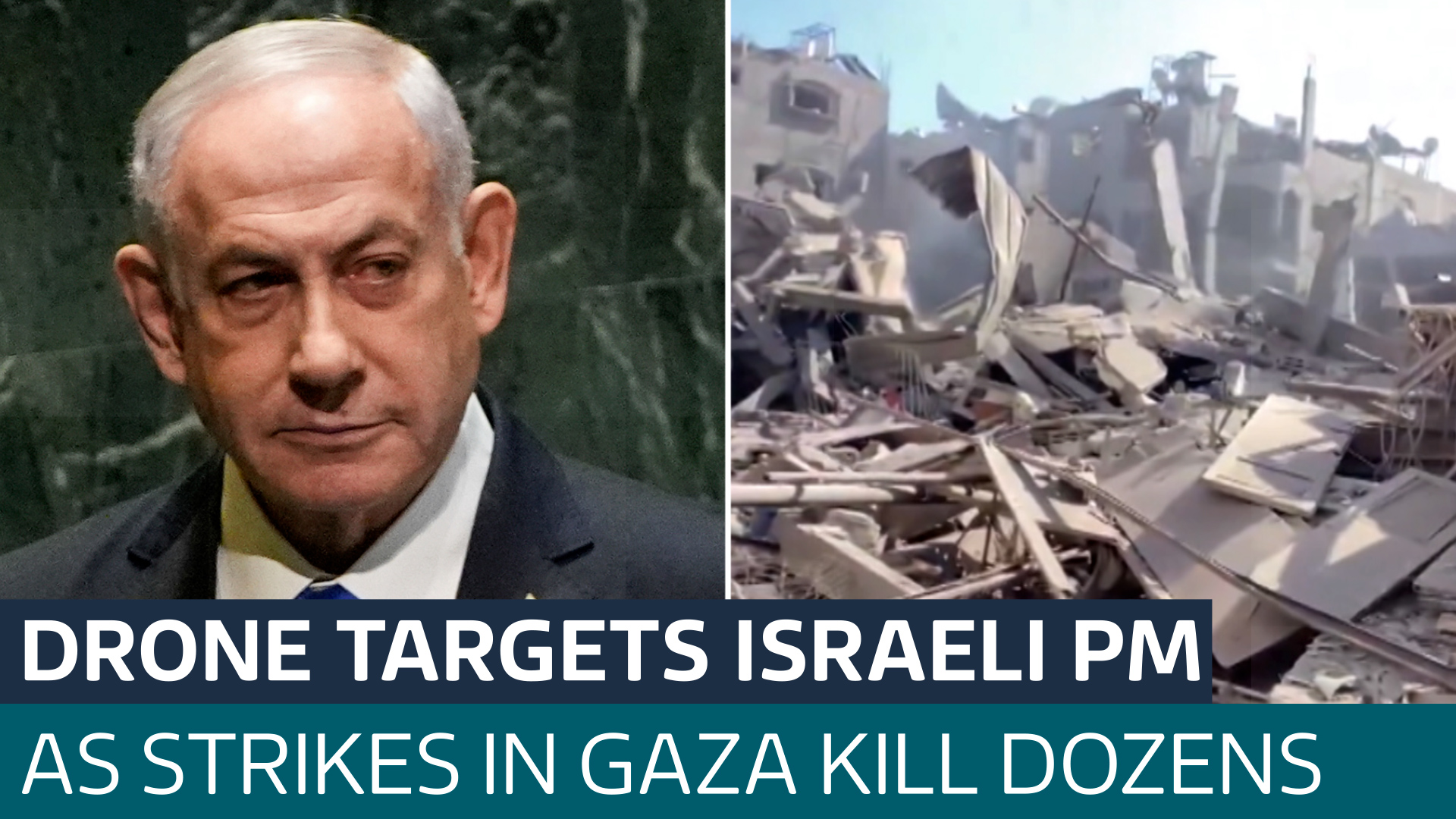 Drone strike 'targets Israeli PM's house' after dozens killed in Gaza