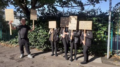 Schoolchildren protested outside Blaise High School in Henbury after they were sent home for not adhering to the school's uniform policy.