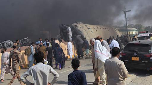 At least 23 killed and 70 wounded after bomb attack near train in Pakistan