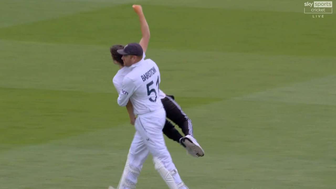 Cricketer carries Just Stop Oil protester off pitch during Ashes Test
