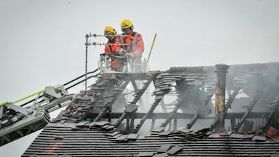 Firefighters tackling blaze on Waverly Road in Hyde.