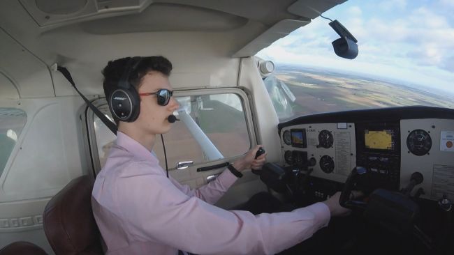 Joey Connolly, 16, flew a plane on his own for the first time