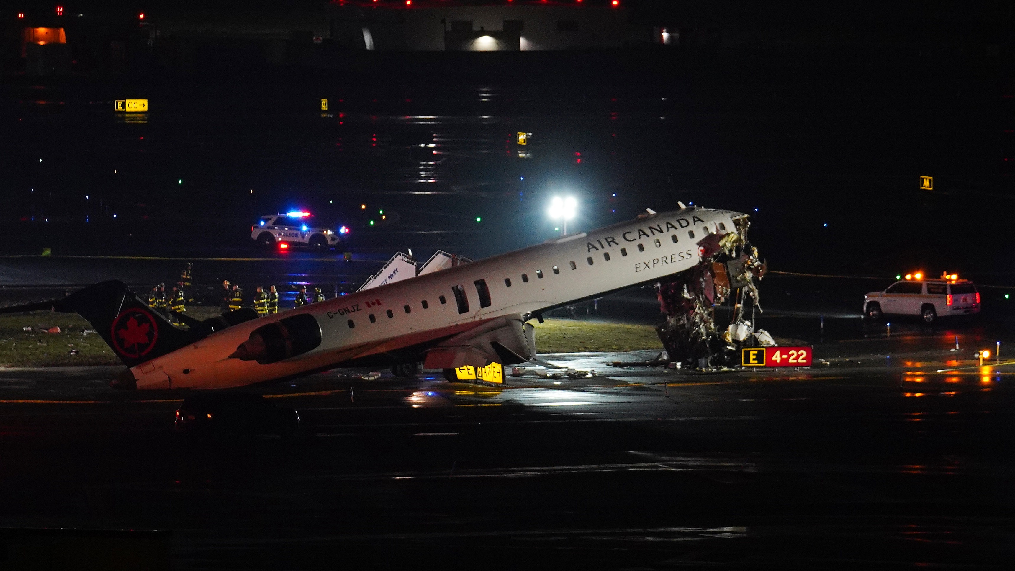 Pilot and co-pilot dead after plane crashes into fire engine at New York airport