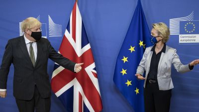 Boris Johnson and Ursula von der Leyen in Brussels on Thursday.