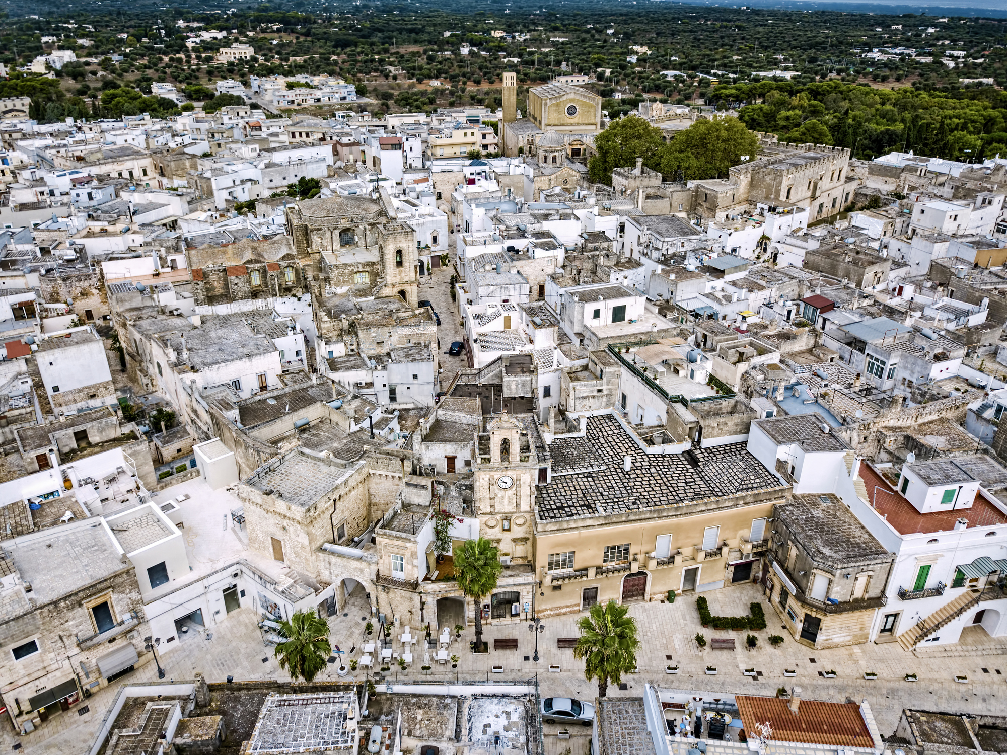 Vista aerea della città di Carovigno in Puglia Centrale