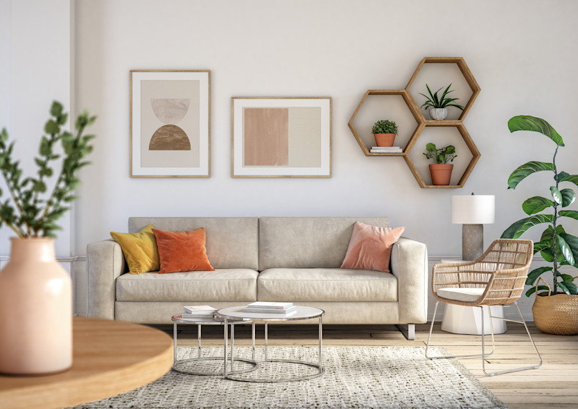 The living room of a house decorated in Nordic style