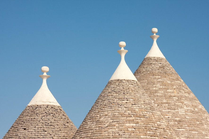 The domes of the trulli in Noci, Puglia