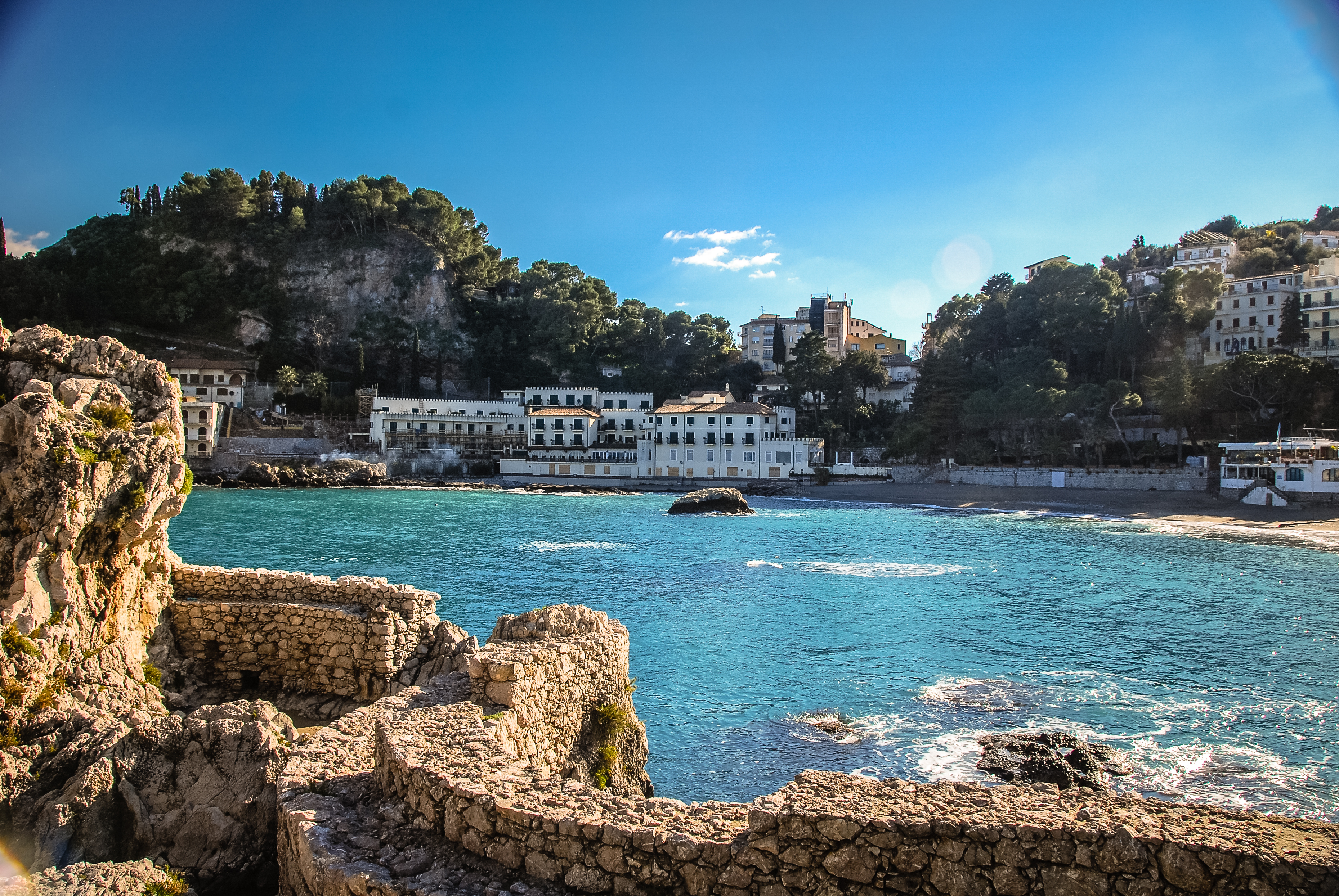 A bay of Giardini-Naxos as seen from the sea