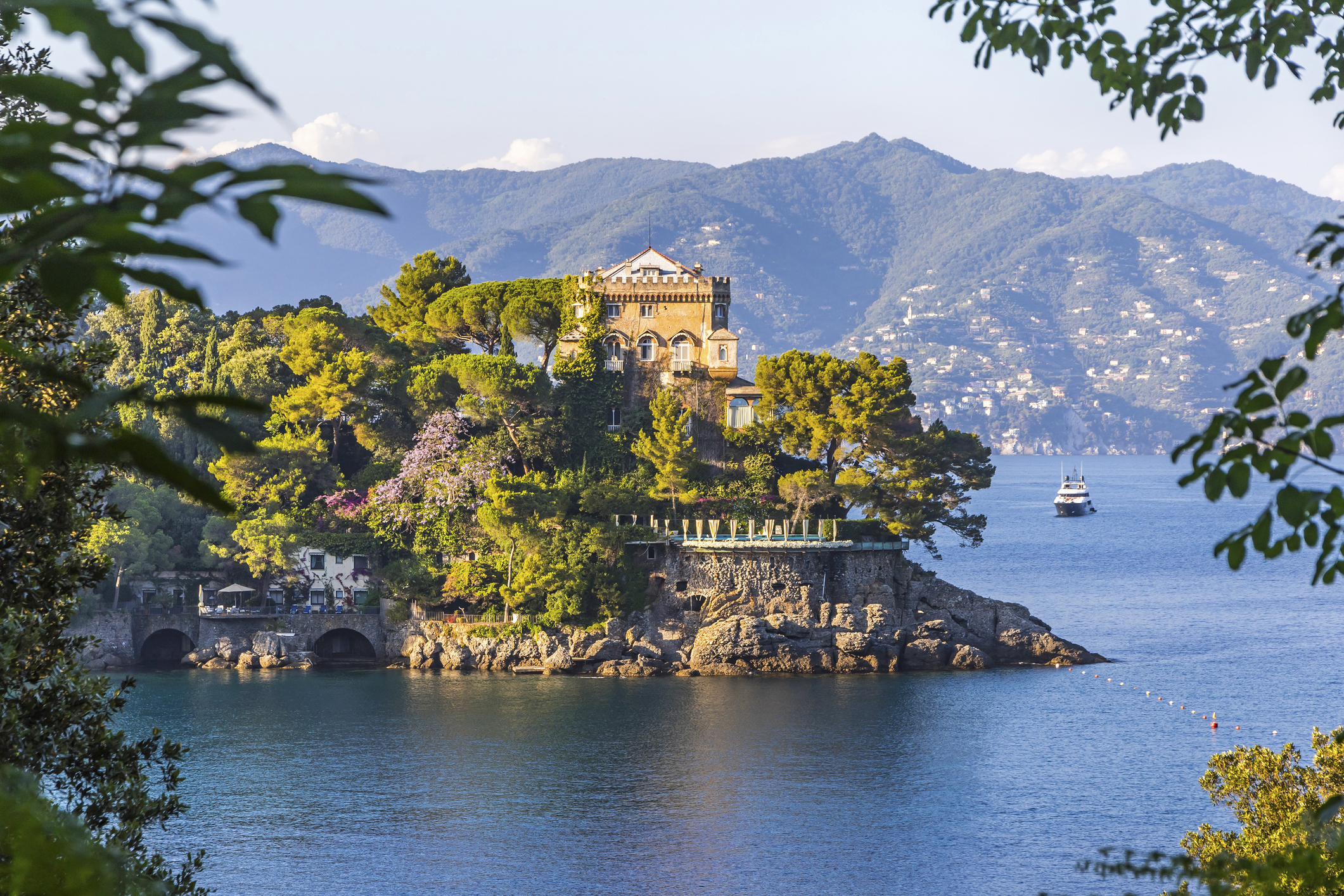 A glimpse of Santa Margherita Ligure as seen from the sea surrounding it