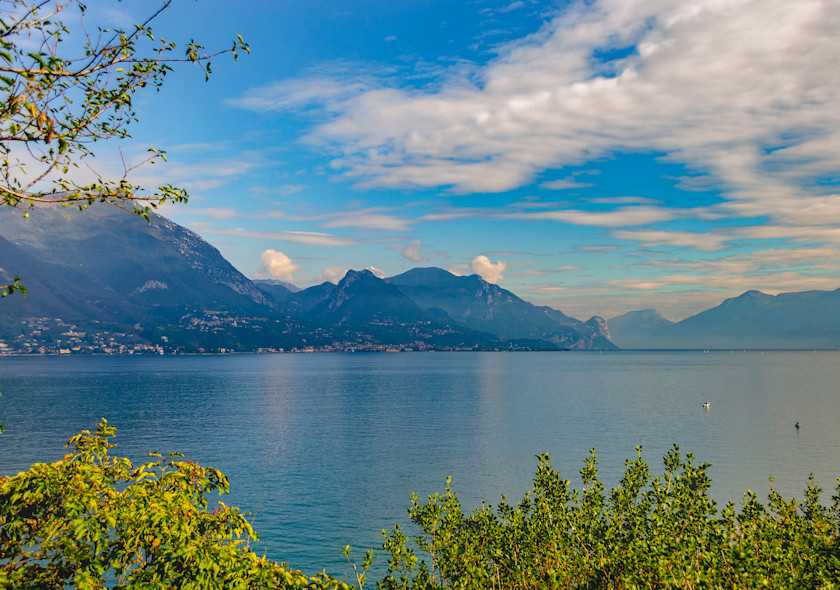 Lake Garda seen from Soiano del Lago at sunset on an autumn day