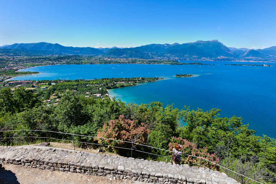 The view of Lake Garda from a street in Manerba del Garda