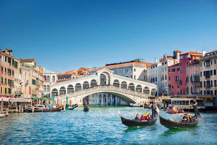 View of the Rialto Bridge in Venice