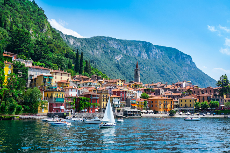 Varenna as seen from the shores of Lake Como