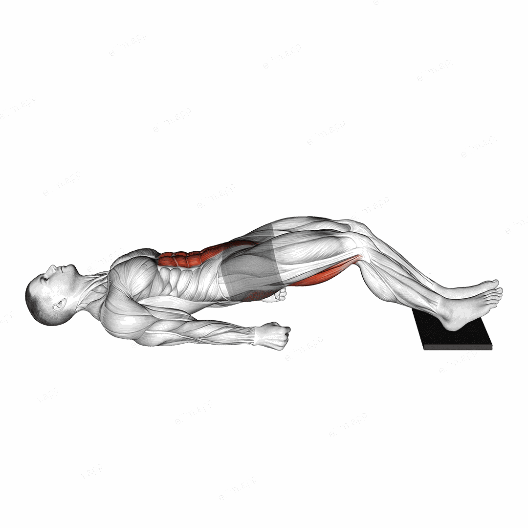 Sliding Floor Bridge Curl on Towel exercise targeting Gluteus Maximus and Hamstrings