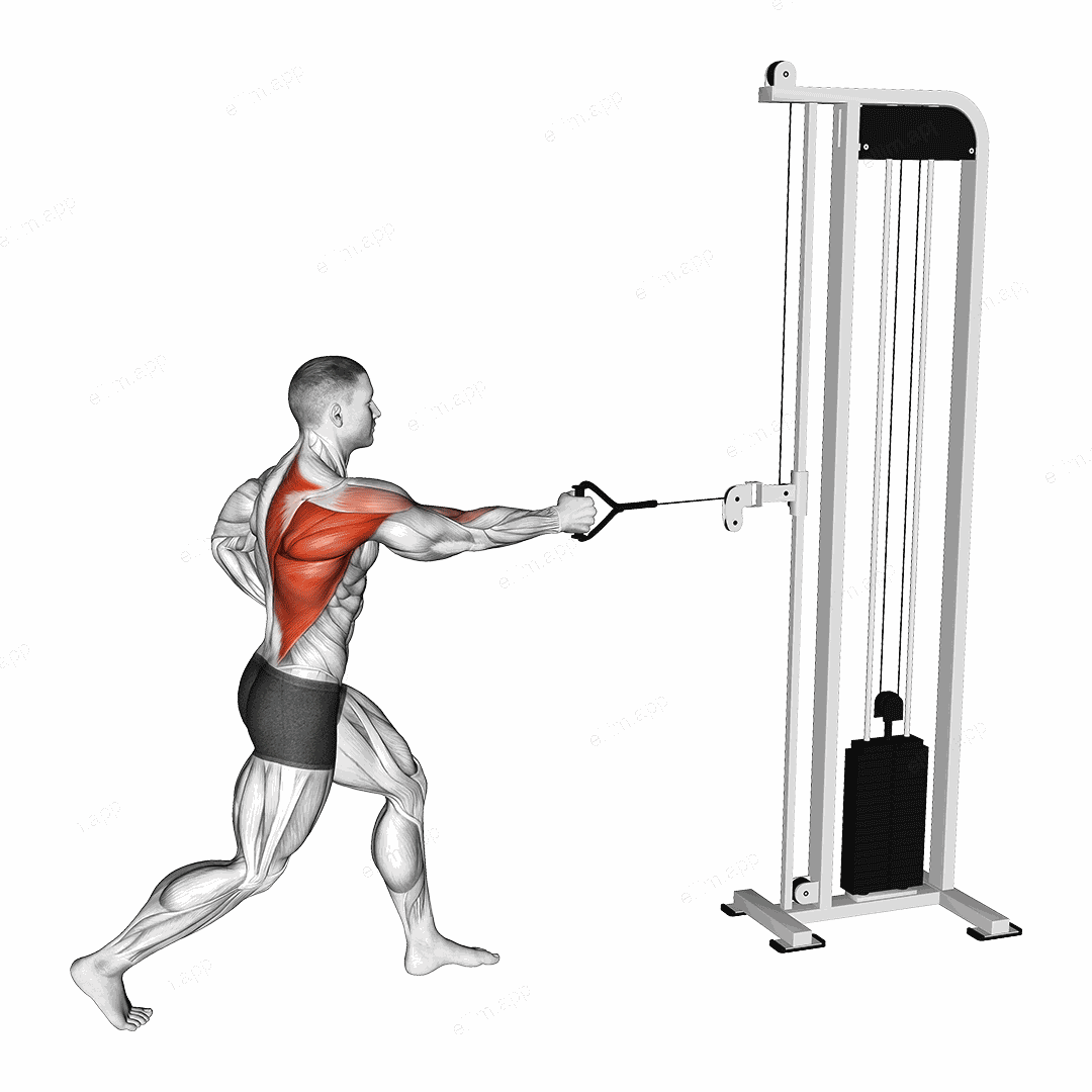 Cable Split Stance Single Arm Row exercise targeting Back
