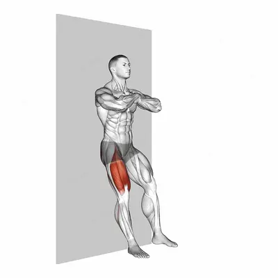 Bodyweight Single Leg Wall Squat exercise targeting Thighs