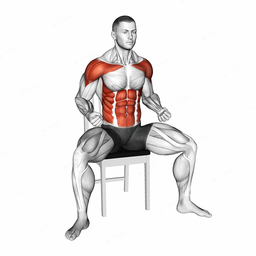 Sitting Uppercut on Chair exercise targeting Plyometrics