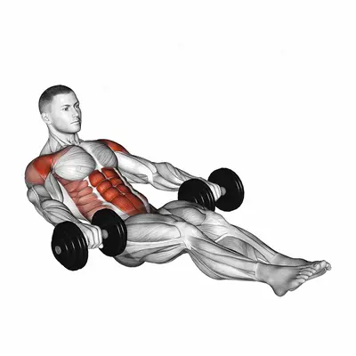 Dumbbell Seated Tuck Crunch on Floor exercise targeting Waist